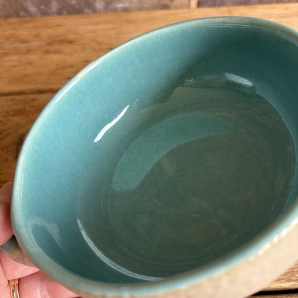 Aqua Taupe Winfield Pottery Covered Soup Chili Casserole Dish Pasadena READ - Picture 9 of 16